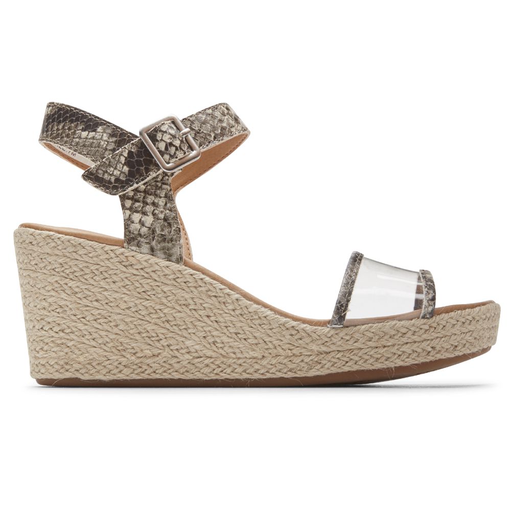 Sandálias De Cunha Mulher Rockport Lyla Ankle-Strap Branco,Portugal NWQMK-6410